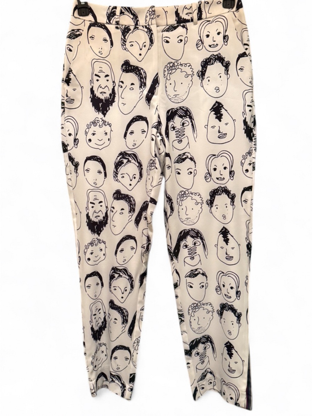 Women's white and Black  Printed Face-Pattern pants